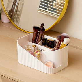 Pink White Open Top Makeup and Accessory Organizer