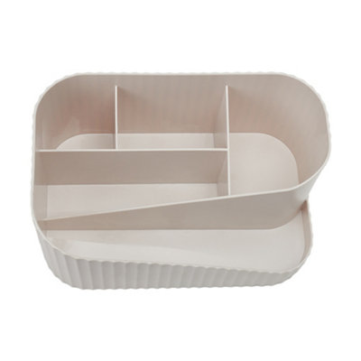 Pink White Open Top Makeup Brushes and Accessory Organizer Office Pencil Holder Desktop Storage Box