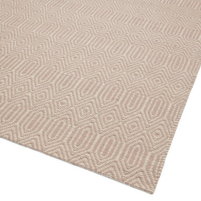 Pink Wool Luxurious Wool Modern Geometric Handmade Rug for Living Room and Bedroom-66 X 200cm (Runner)