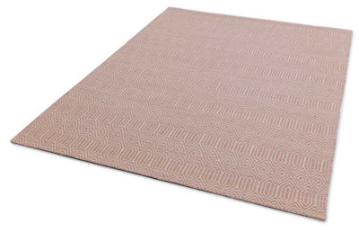 Pink Wool Luxurious Wool Modern Geometric Handmade Rug for Living Room and Bedroom-66 X 200cm (Runner)