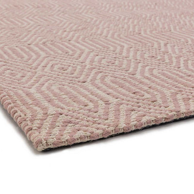 Pink Wool Luxurious Wool Modern Geometric Handmade Rug for Living Room and Bedroom-66 X 200cm (Runner)