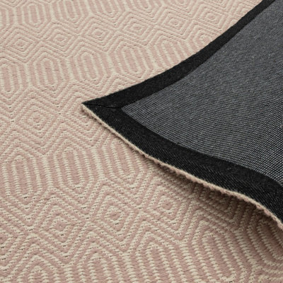 Pink Wool Luxurious Wool Modern Geometric Handmade Rug for Living Room and Bedroom-66 X 200cm (Runner)