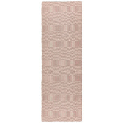 Pink Wool Luxurious Wool Modern Geometric Handmade Rug for Living Room and Bedroom-66 X 200cm (Runner)