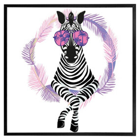 Pink zebra (Picutre Frame) / 12x12" / Oak