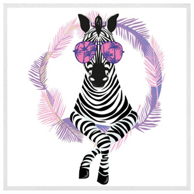 Pink zebra (Picutre Frame) / 30x30" / White