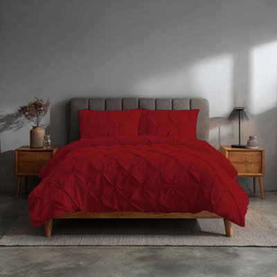 Pintuck Pinch Pleated Polycotton Duvet Cover And Pillowcase/s Set Bed ...
