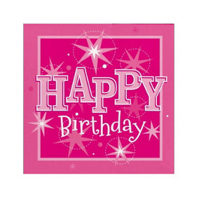 Pioneer Europe Happy Birthday Disposable Napkins (Pack of 20) Pink (One Size)