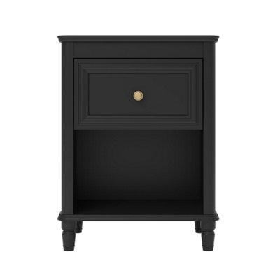 Piper Nightstand with Drawer Black