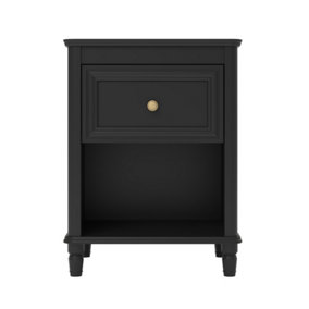Piper nightstand with drawer in black