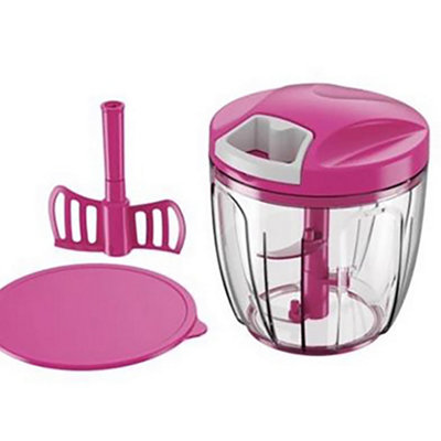 Piranha Pull & Chop Jumbo Manual Food Processor 900ml - Pink | DIY at B&Q