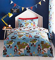 Pirates Map Single Duvet Cover and Pillowcase