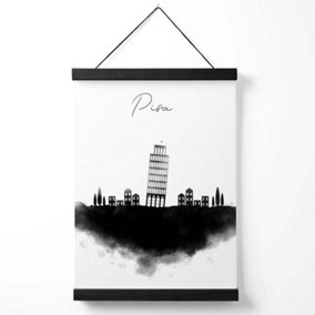 Pisa Watercolour Skyline City Medium Poster with Black Hanger