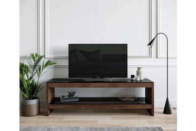 Brown glass deals tv stand