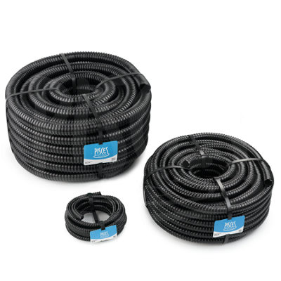 Pisces 12mm (0.5 inch) Black Pond Corrugated Flexible Hose Pipe - 5m Roll