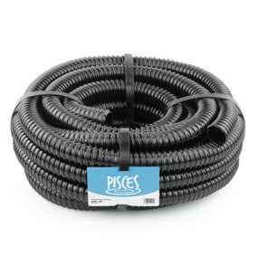 Pisces 15 Metres Of 25mm Corrugated Flexible Black Pond Hose Pipe