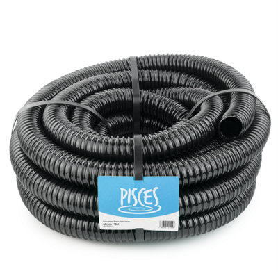 Pisces 15 Metres Of 40mm Corrugated Flexible Black Pond Hose Pipe