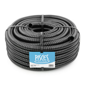 Pisces 20mm (0.75 inch) Black Pond Corrugated Flexible Hose Pipe - 30m Roll