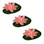Pisces 3 Pack Large 24cm Pink Floating Lily Artifical Pond Plant Decoration Lillies