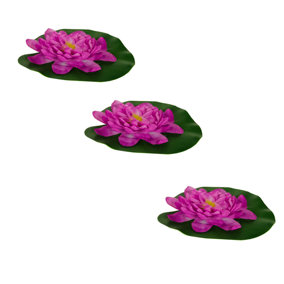 Pisces 3 Pack Purple Floating Lily Artifical Pond Plant Decoration Lillies