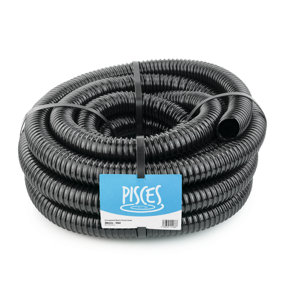 Pisces 38mm (1.5 inch) Black Pond Corrugated Flexible Hose Pipe - 10m Roll