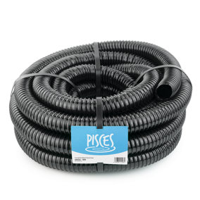 Pisces 40mm (1.5 inch) Black Pond Corrugated Flexible Hose Pipe - 10m Roll