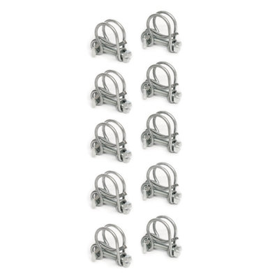 Pisces Double Wire Hose Clips to fit 12.5mm (0.5in) Pipe (10 pack)