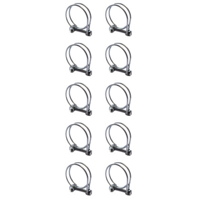 Pisces Double Wire Hose Clips to fit 20mm (0.75in) Pipe (10 pack)