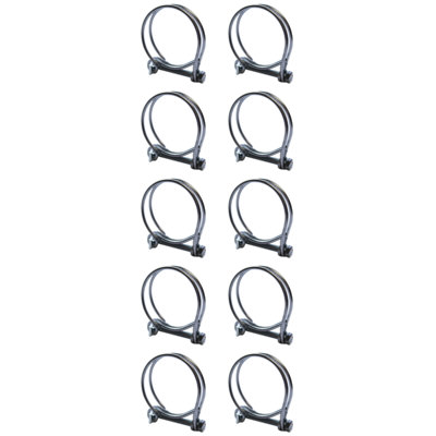 Pisces Double Wire Hose Clips to fit 38/40mm hose (1.5in) Pipe (10 pack)