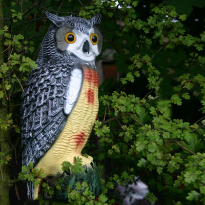 Pisces Owl Decoy Realistic Looking Pest Deterrent for Ponds and Gardens