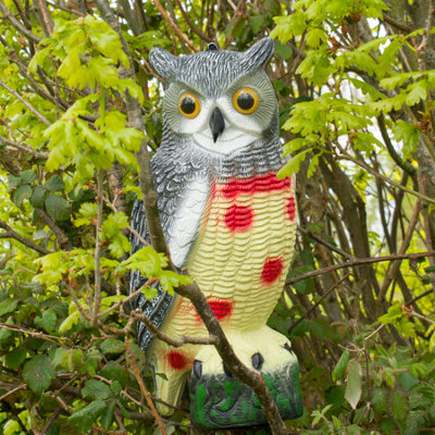 Pisces Twin Pack Pond and Garden Decorative Decoy Owls Realistic Looking Pest Deterrant Bird Scarer