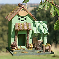 Pistachio Green Decorative Hanging Bird House Garden Lodge Birdbox Hand Painted Reclaimed Wood Bird Nesting Box