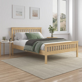 PITLOCHRY SOLID WOODEN OAK BED FRAME - DOUBLE - SHAKER STYLE - WITH 15CM COMFORT FOAM DOUBLE MATTRESS