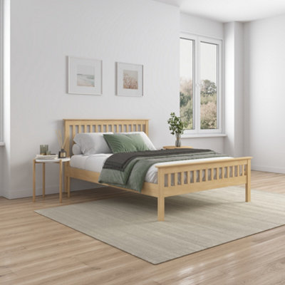 Oak wood deals queen bed frame