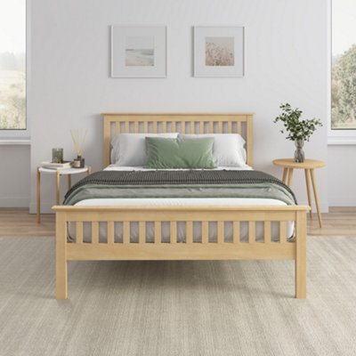 Pitlochry Solid Wooden Oak Bed Frame - King- Shaker Style - With 15cm Comfort Foam King Mattress
