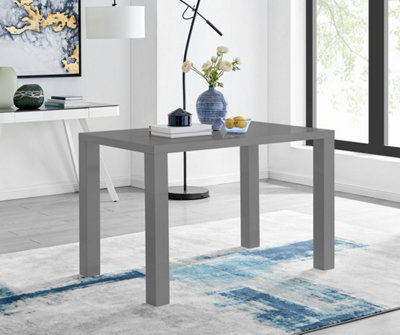 Pivero Rectangular 4 Seater Grey High Gloss Dining Table for Simple Elegant Minimalist Style Dining Room