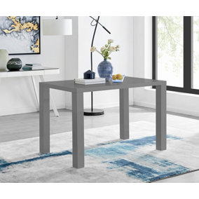 Pivero Rectangular 4 Seater Grey High Gloss Dining Table for Simple Elegant Minimalist Style Dining Room