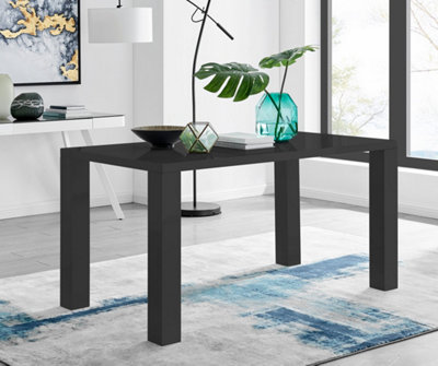 Pivero Rectangular 6 Seater Black High Gloss Dining Table for Simple