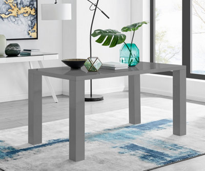 Pivero Rectangular 6 Seater Grey High Gloss Dining Table for Simple Elegant Minimalist Style Dining Room