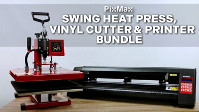 PixMax Heat Press Swing 38 x 38cm, Vinyl Cutter & Printer Sublimation Transfer Bundle