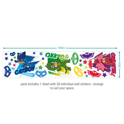PJ Masks and Stars Wall Sticker Pack Children's Bedroom Nursery ...
