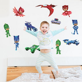 PJ Masks and Vehicles Wall Sticker Pack Children's Bedroom Nursery Playroom Décor Self-Adhesive Removable