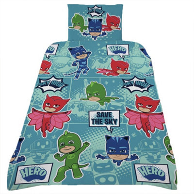 PJ Masks 'It's Hero Time' Kids Bedding Set - 5 Piece Full Size With Reversible Comforter & Sheets (Blue) - View #10