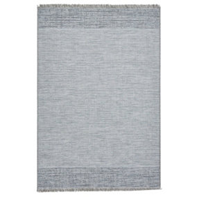 Plaid Flat Weave Easy Clean Rug - Beige/Blue - 120x170