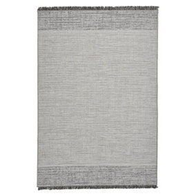 Plaid Flat Weave Easy Clean Rug - Silver - 120x170