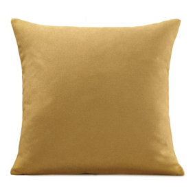 Plain 18" soft touch Velvet chenille cushion. Colour Ochre