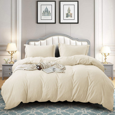 Plain 3-Piece Duvet Quilt Cover Bedding Set Reversible Duvet Set with Pillowcases