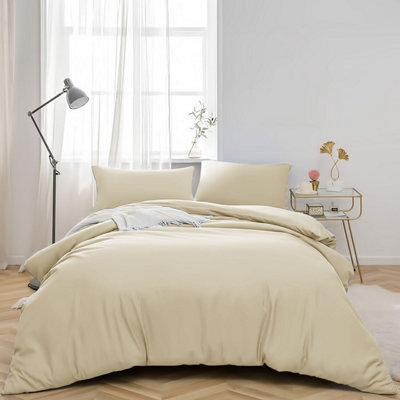 Plain 3-Piece Duvet Quilt Cover Bedding Set Reversible Duvet Set with Pillowcases