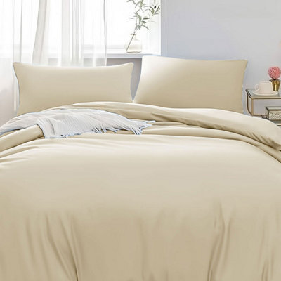 Plain 3-Piece Duvet Quilt Cover Bedding Set Reversible Duvet Set with Pillowcases