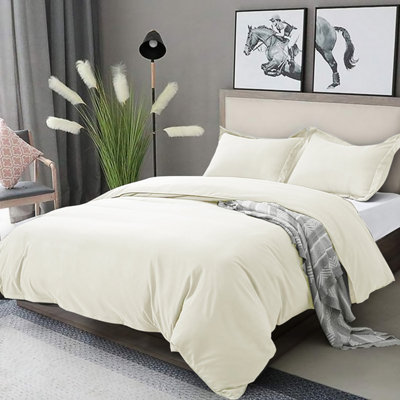 Plain 3-Piece Duvet Quilt Cover Bedding Set Reversible Duvet Set with Pillowcases