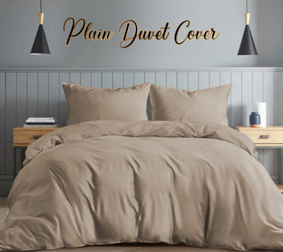 Plain 3-Piece Duvet Quilt Cover Bedding Set with Pillowcases